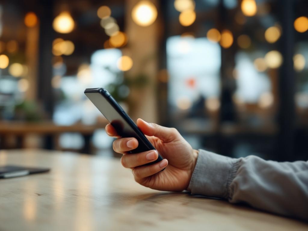 Business owner checking phone with AI sales agent notifications